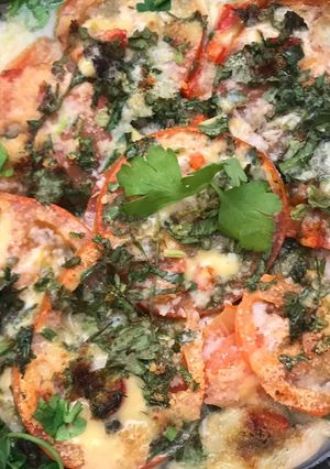 Una foto de Merluza con Vegetales al horno‼️🐟🍅🥬🌶💪Sano y rico😋