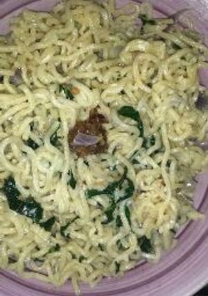 A picture of Scent leaves Noodles.
