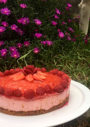 Une photo de Bavarois framboise et biscuit spéculos