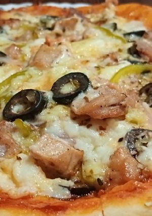A picture of Fajita pizza without oven soft cheesy.