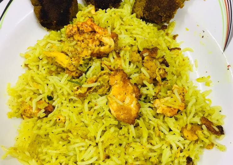 Egg fried rice with shami kababs !!