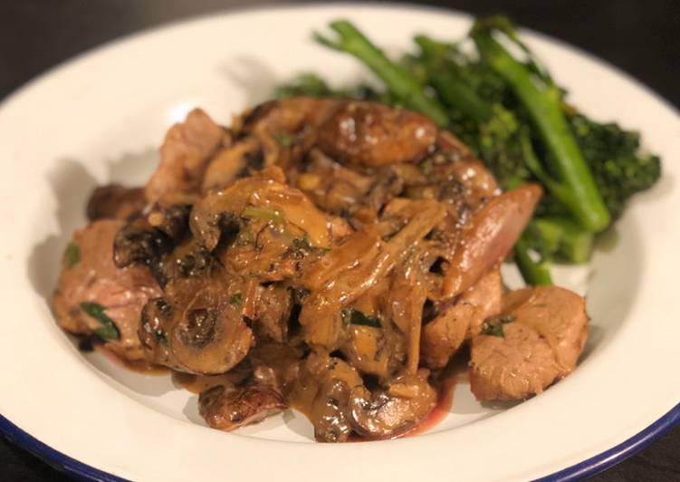 Step-by-Step Guide to Make Super Quick Homemade Pork tenderloin with mushroom, shallot and tarragon sauce