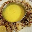 चीकन मसूर पुलाव वीथ अमरुद रायता (Chicken masoor pulav with amrood raita recipe in Hindi)