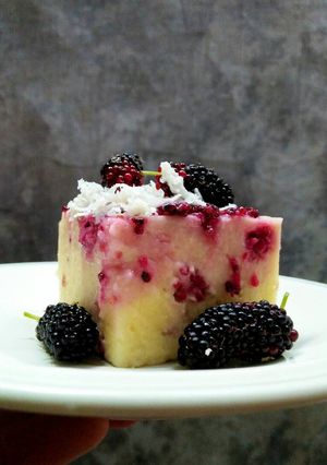 Foto resep Mulberry cheese cake steam🍇