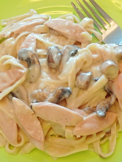 Foto resep Fettucini Saus Putih Jamur Sosis