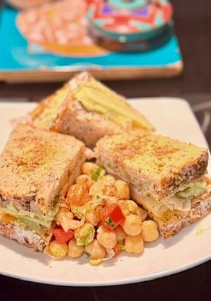 A picture of Chicken Cilantro Hummus Guacamole Sandwich.
