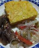 Sopa paraguaya con choclo y conserva de vegetales