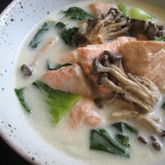 A picture of Healthy Salmon & Bok Choy Creamy Soup.