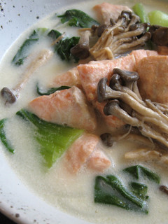 A picture of Healthy Salmon & Bok Choy Creamy Soup.