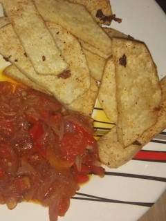 A picture of Yam with souce.