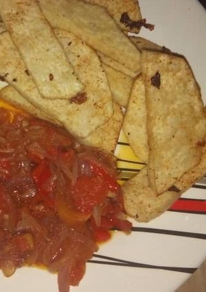 A picture of Yam with souce.