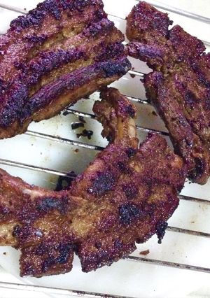 A picture of Five Spice Pan Fried Pork Belly.