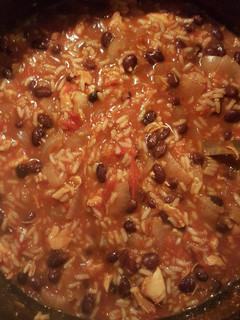 A picture of Chicken and rice chili soup.