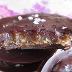 A picture of Dates and chocolate patties.