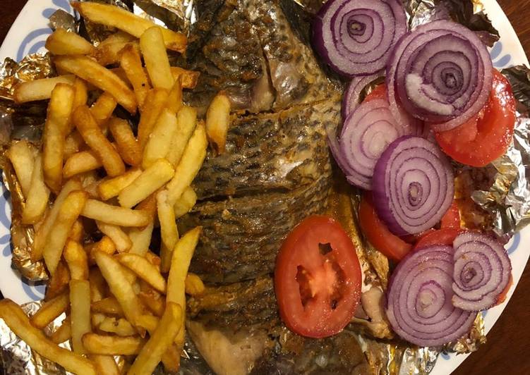 Steps to Prepare Speedy Grilled fish and fries