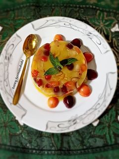 عکسی از دستور دسر میوه ای با آب پرتقال