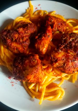 Foto resep Paprika-Crusted Fish dengan Salad Spaghetti Cold-Pasta