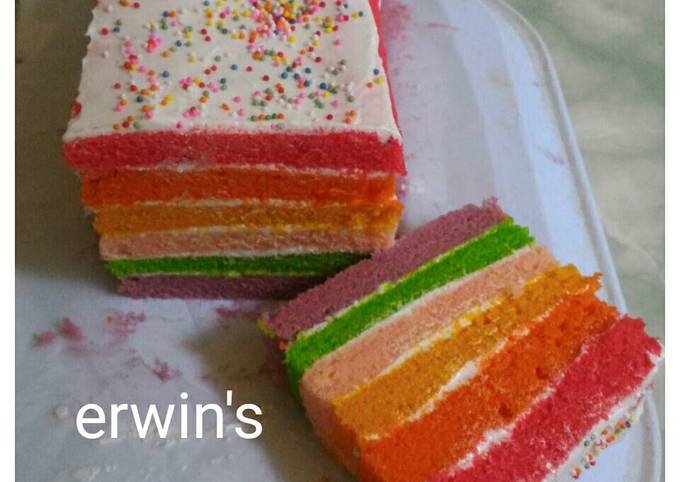 Resep Rainbow Cake Super Lembut Oleh Erwin Tyas - Cookpad