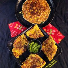 A picture of Gujarati Poha Rava Handvo - Instant Poha Sooji Pan Cake.