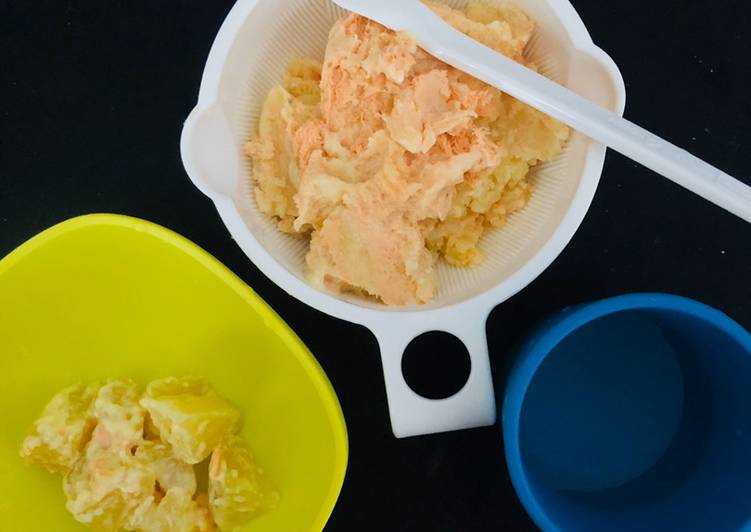 Cara Membuat MPASI 7m+ : Mashed Potato with Salmon Anti Gagal