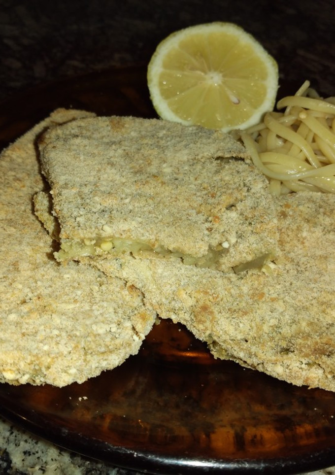 Una foto de Milanesas de berenjena al horno. Muy suaves y ricas😋😋