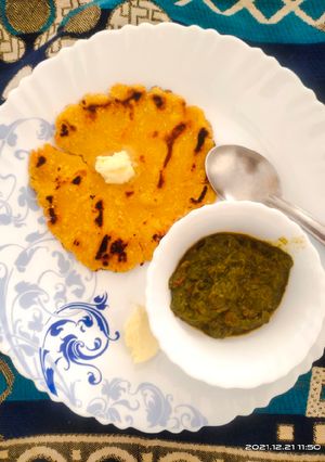 सरसों का साग और मक्की की रोटी(sarso ka saag aur makke ki roti recipe in hindi) रेसिपी मुख्य फोटो