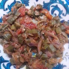 Lady finger with black seed cooked in mustard oil A picture of Lady finger with black seed cooked in mustard oil.