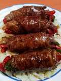 Rollitos de res rellenos de pimientos