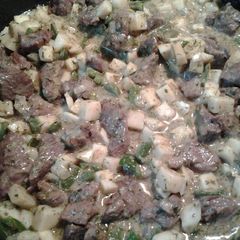 A picture of Spicy beef and taro root.
