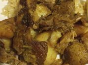 A picture of vegetable and goat meat