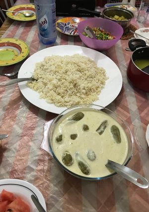 صورة لوصفة مخشي الكوسا باللبن مع الأرز(المطبخ الأردني)