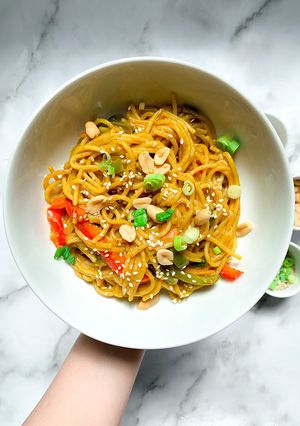 A picture of Thai one- pot- pasta.