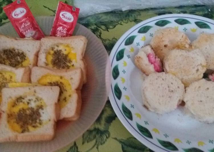 Resep Roti bakar isi telur vs coklat strobery Anti Gagal