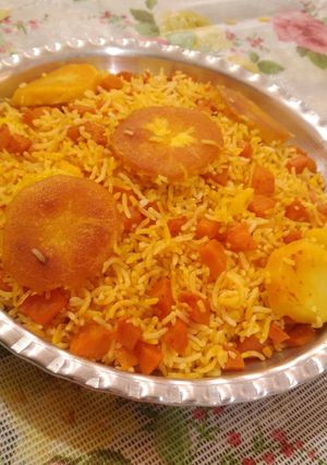 عکسی از دستور هویج پلو با سیب زمینی 🥕🥔