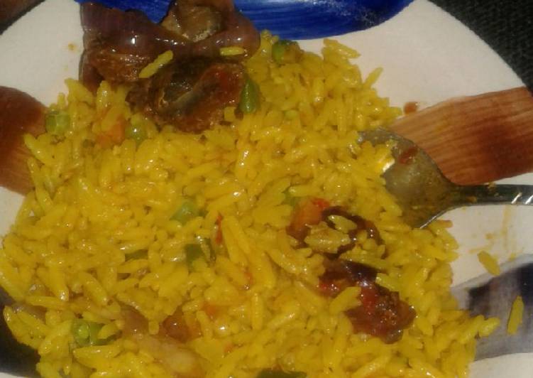 Fried rice and pepper gizzard