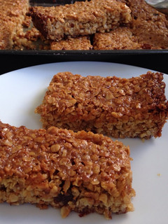 A picture of Crunchy Peanut Butter Flapjacks.