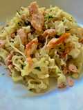 Fideos mallorquines con salmón