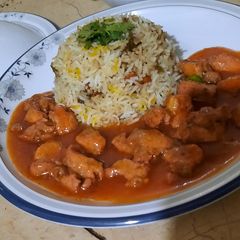 Chicken Manchurian with fried rice😋😋😋 A picture of Chicken Manchurian with fried rice😋😋😋.