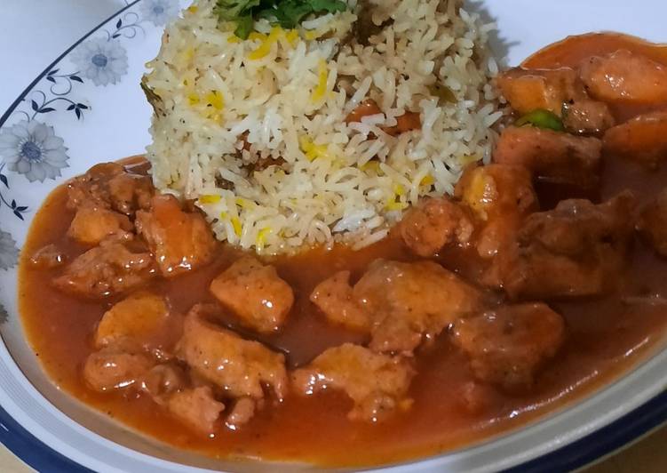 Simple Way to Prepare Quick Chicken Manchurian with fried rice😋😋😋