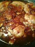 Peppery chicken with a plum glaze