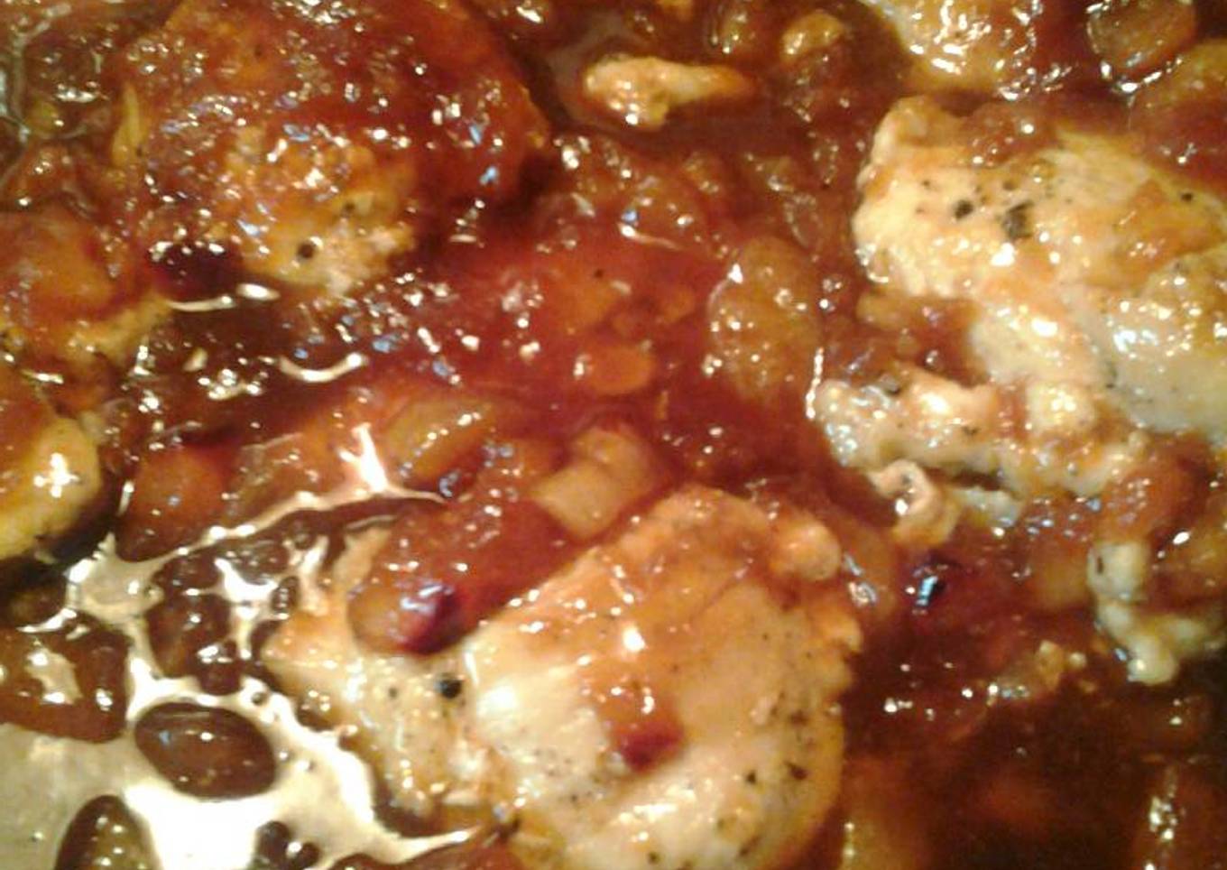 Peppery chicken with a plum glaze