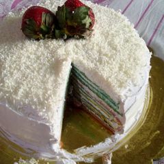 A picture of Rainbow crepe cake.