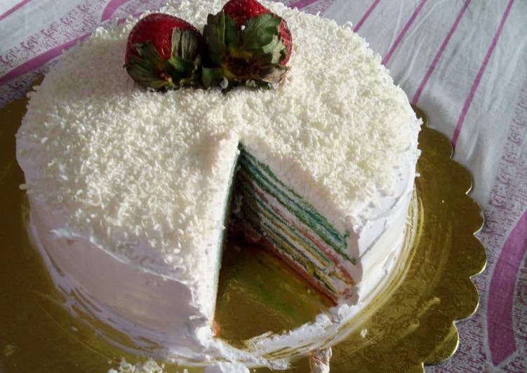 Recipe: Yummy Rainbow crepe cake