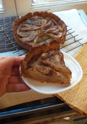 Una foto de Tarta de peras vegana