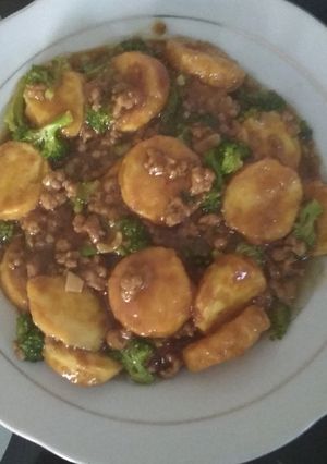 Foto resep Tofu brokoli tumis daging cincang