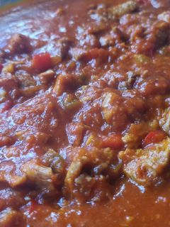 Una foto de Carne con tomate (de mi madre)