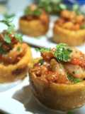 Canastas de plátano con camarones endiablados 🍤