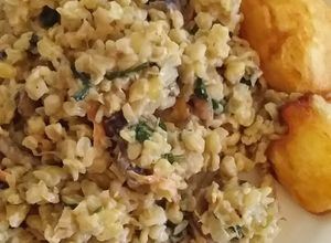 Una foto de Risotto de mote con setas