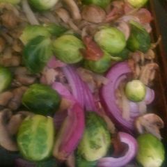 A picture of Baked brussel sprouts.