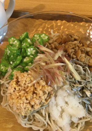 A picture of Chilled Soba with Sticky Toppings.